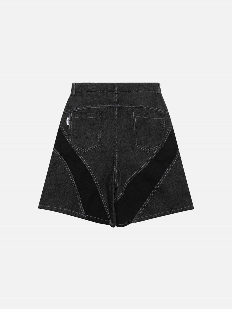 Short Aelfric Eden Patchwork Denim Noir | YQN-25815127